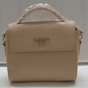 Samantha Thavasa Petit Choice Beige Pebbled Top-Handle Satchel